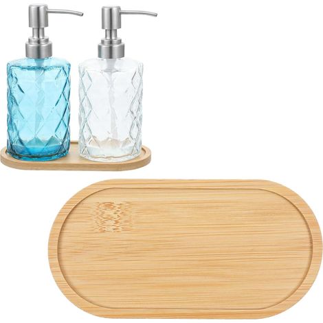 Lot de 2 plateaux ovales en bambou, petit plateau en bois, plateau en bambou pour table à manger, cuisine, salle de bain, lavabo, plateau en bambou pour thé, gâteau, salière (1/5)