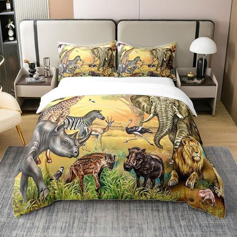 Bettwäsche-Set 155x220 cm aus 100% Bio-Baumwolle mit Safari-Tieren