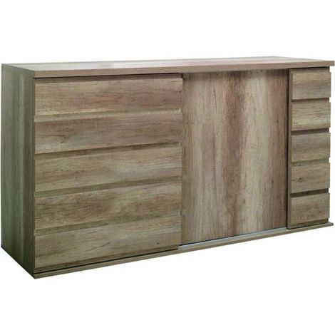 Buffet 2 puertas correderas ROMI - Color dab canyon - 160 x 99 x 55 cm