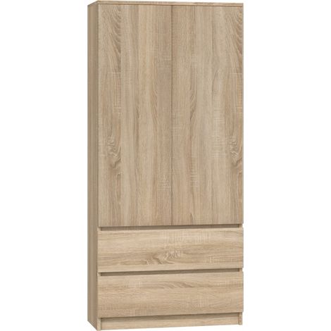 TORINO - Armadio in stile moderno per camera da letto soggiorno - Armadio multifunzionale - 2 ante + cassetti - Spogliatoio - Sistema TIP-ON (1/4)