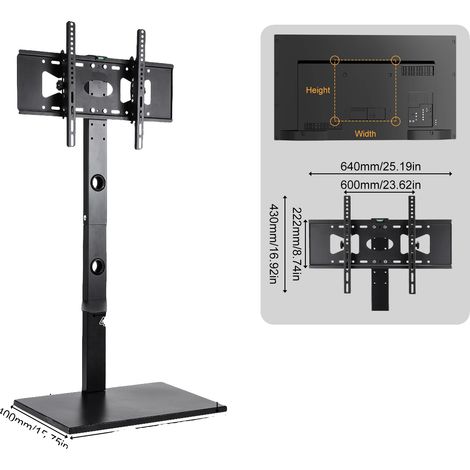 Support de télévision sur pied, inclinaison réglable, compatibilité universelle, noir (1/2)
