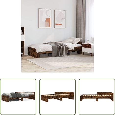 Holzbett - Bettgestell ohne Matratze Räuchereiche 90x190 cm Holzwerkstoff (1/5)