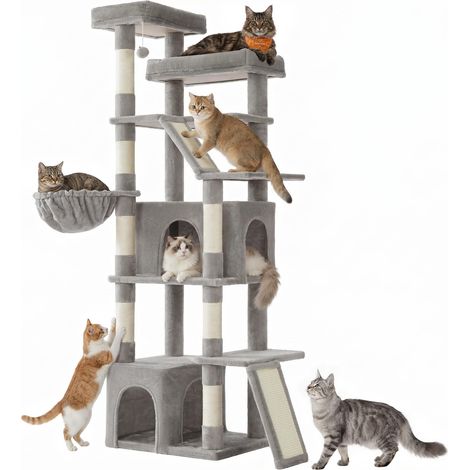 Arbre à Chat Haut 184,5 cm, Tour de Jeux Robuste, Multi-Niveaux (1/5)