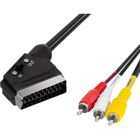 Scart-auf-3x-Cinch-Kabel, 2 m, Schwarz – LogiLink, Scart/Stecker – 3x Cinch/Stecker, CA1029 (1/5)