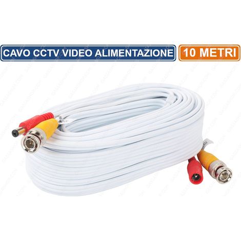 CAVO PROLUNGA TELECAMERA BNC ALIMENTAZIONE AHD TVI 10M