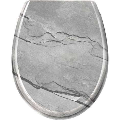 Froadp Oval Toilettendeckel Universal WC-Sitz mit Softclose Abnehmbar Hartplastik Antibakteriell Klobrille Stabile Einfache Montage 25 Muster Optional(Steinmuster) (1/5)