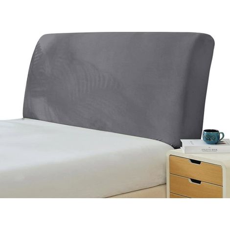 Housse de Tête de lit Extensible,180-200cm Housse de Protection en Velours Décor de tête de lit Anti-poussière pour Lits,Gris Clair (1/5)