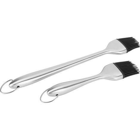 2 Pièces Pinceau à Huile en Acier Inoxydable avec Poils en Silicone Alimentaire pour Barbecue et Cuisson