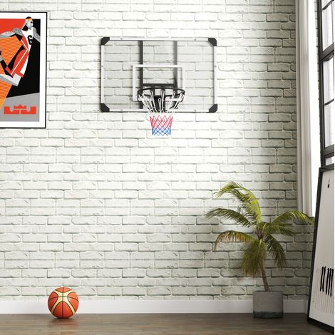 Panier de basket mural 113x61x73 cm en acier noir avec panneau, pour extérieur résistant – MEUBLIV (1/5)
