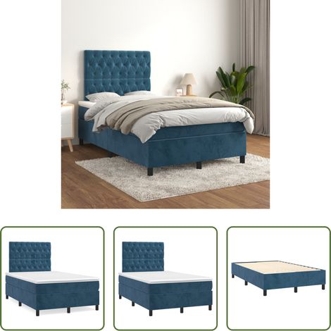 Samtbett -  Boxspringbett mit Matratze Dunkelblau 120x200 cm Samt (1/5)