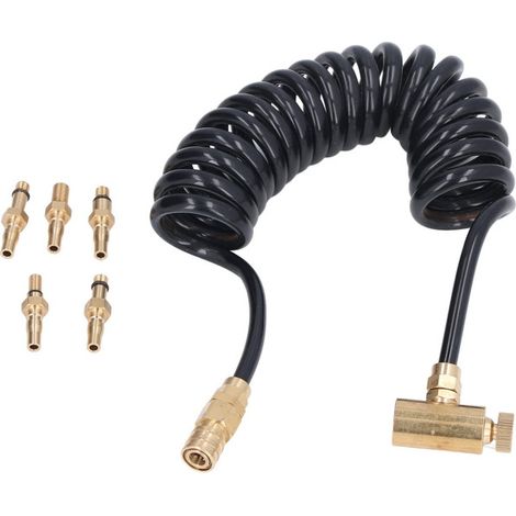 Câble d'alimentation de recharge de gaz vert pour Airsoft Tuyau flexible à spirale avec 5 adaptateurs de connecteur pour WE-Tech Tokyo Marui VFC KWA