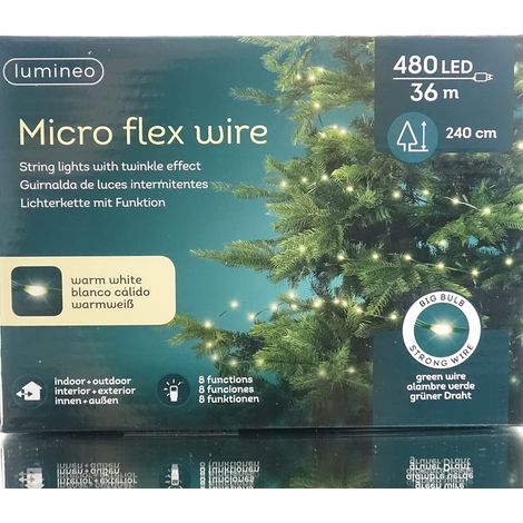 Lumineo LED Lichterkette Micro flex wire grün 36 Meter 480 Lichter - warmweiß (1/5)