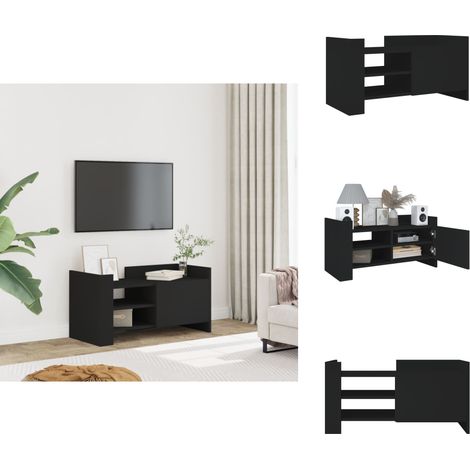 Meuble TV noir 80x35x40 cm bois d’ingénierie - Meubles Tv - Meuble Tv - Support Tv - Banc Tv - Meuble Rangement (1/5)