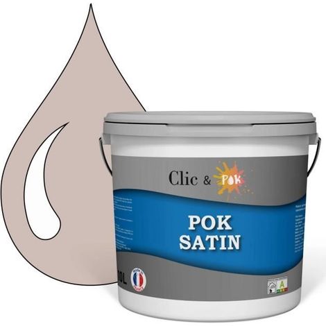 POK SATIN Peinture Mur Plafond – Intérieure Satinée, Lessivable, Multisupport - Vieux Rose Clair - 10L (1/4)