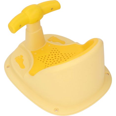 Siège de bain pour bébé avec dossier, ventouses robustes, ergonomique et antidérapant, jaune. (1/5)