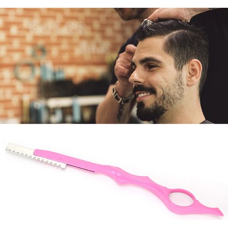 Couteau à Effiler Portable en Acier Inoxydable Rose - Outil de Lissage et Affinage Capillaire