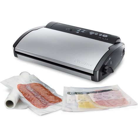 FoodSaver V2860 Macchina Sottovuoto per Alimenti Secchi/Umidi, Sigillatura Automatica, Indicatori LED, Adatta a Piccoli Spazi, 100 W, Argento/Nero (1/5)