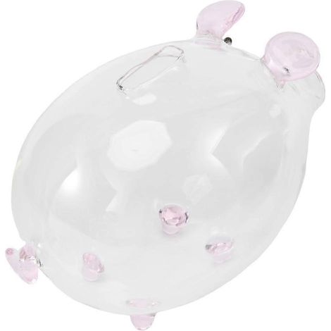 Tirelire cochon en verre transparent rose - Cadeau d'anniversaire mignon pour enfants (1/4)