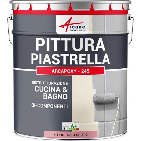 Vernice per piastrelle bagno e cucina - ARCAPOXY PIASTRELLE - 1 kg (fino a 10 m² in 2 strati) Rosa Chiaro - RAL 3015 - ARCANE INDUSTRIES (1/5)