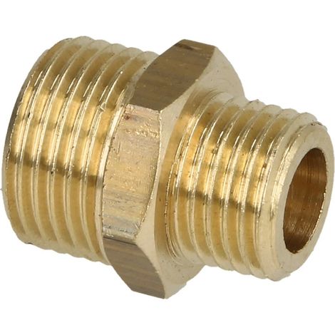 Nipple double réduit 3/8’’ x 1/4’’ hexagonal laiton nu