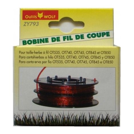 Outils Wolf – ZY793 – Bobine de fil nylon pour coupe-bordure – Diamètre 2,4mm – Compatible OT845 OT850 – Coupe nette et précise