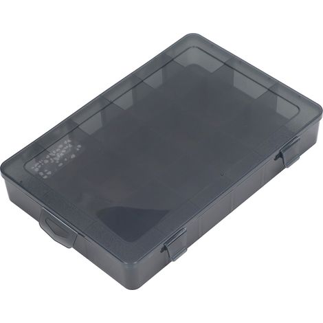 Grand coffret de rangement transparent en plastique 18 compartiments séparateurs amovibles pour bijoux quincaillerie (1/5)