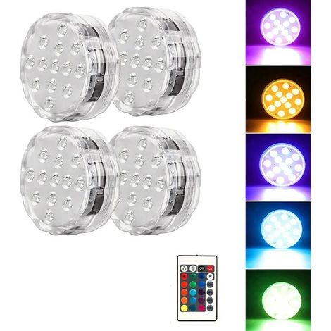 Lot de 4 lampes boutons LED INF 7 cm à 10 LED avec télécommande pour une décoration polyvalente (1/5)