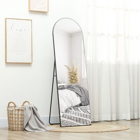 Standspiegel 150 x 50 cm mit Ständer, Bogen-Design, Splitterschutzfolie, Schwarz OKMYHOME (1/5)