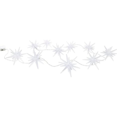 Guirlande Lumineuse LED Étoiles 3D Décoration de Noël en Plastique Blanc avec 10 LED - PANGIVO (1/5)