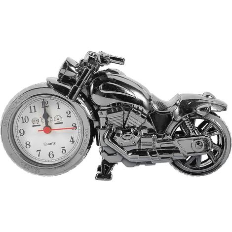 Réveil moto rétro vintage de luxe, un cadeau unique pour les passionnés de moto et les enfants (noir et or, couleur des roues aléatoire). (1/3)