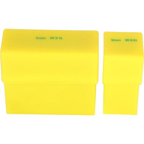 Jeu de 36 Poinçons Chiffres (0-9) et Lettres (A-Z &) en Acier Carbone, Boîte de 2 Pièces, Taille 5 mm (1/5)