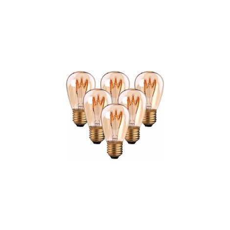 Lot de 6 Ampoules LED E27 Vintage à Filament Spirale ST45/S14 3 W Lumière Ambrée Non Dimmable 2200 K Blanc Très Chaud 150 lm Équivalent à 25W Ampoule Incandescente, Rétro Antique Lampe Décorative (1/5)