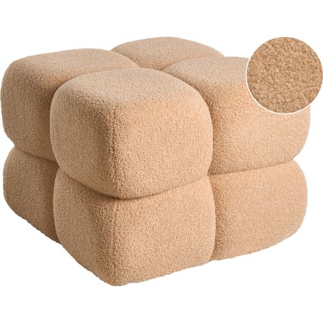 Puf moderno cuadrado decorativo dormitorio sala de estar reposapiés bouclé beige Caliente