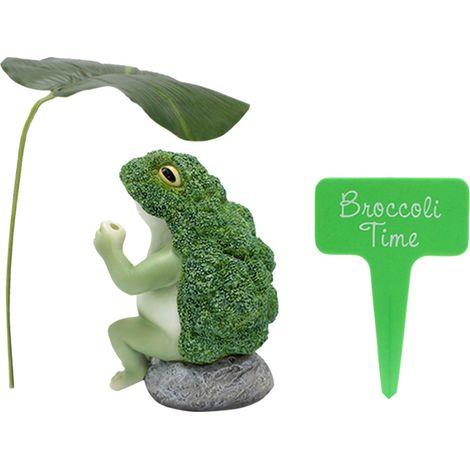 Ornement innovant de grenouille de brocoli, décoration d'aménagement paysager d'animaux en résine pour Patio, jardin, rocaille (1/5)