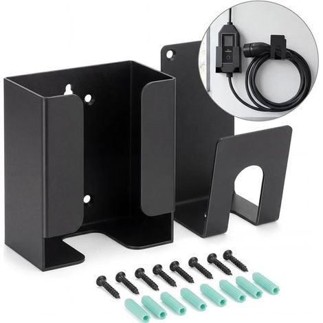 Kit de montaje metálico para cargador de vehículos eléctricos: soporte para caja de control + gancho en J para cargadores portátiles.