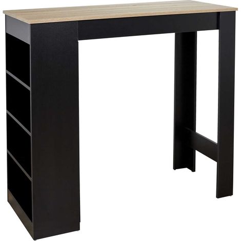 Table de bar mange debout 115x50cm – 4 niches de rangement en MDF – Hauteur 103cm – Pour espaces de repas modernes – Toilinux