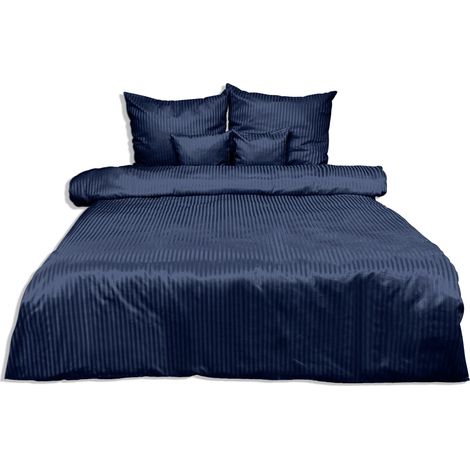 Damast-Bettwäsche, 1 cm Streifen (160x200-1,70x80-2) (1/5)