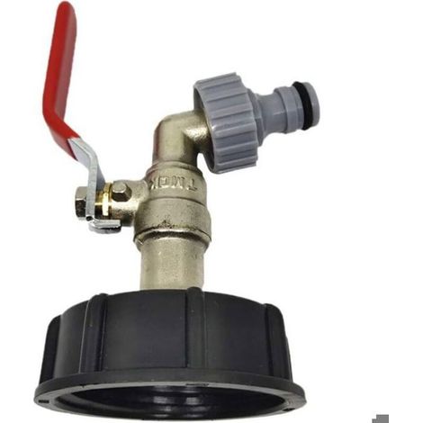 Adaptateur Cuve IBC - Filetage S60x6 - Robinet Laiton - Sortie 1/2 Pouces - Compatible Tuyau 13 mm - 1 Pièce (1/4)