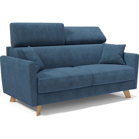 Francy Schlafsofa mit verstellbaren Kopfstützen aus abwaschbarem Stoff T17 160 cm (mat. 120x197) Blau