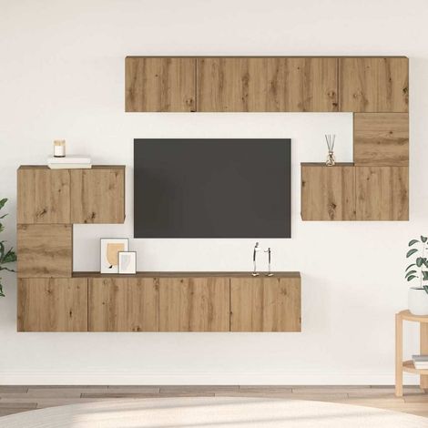 TV-Schrankset Wandmontiert 8 pcs Artisan-Eiche Holzwerkstoff
