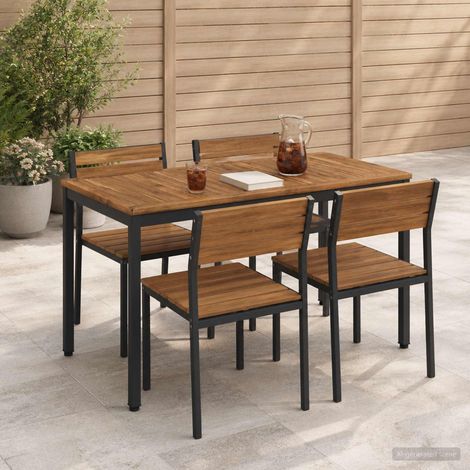vidaXL Tavolo da cena da giardino Naturale e Nero 108,5 x 55 x 75 cm