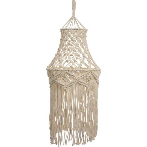 Abat-jour Macrame - Coton Naturel - Convient Pour Suspension Plafond - Salle De Séjour Chambre Bureau Nursery - 80 x 30 cm - 1 Pièce (1/5)