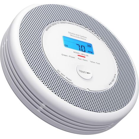 Détecteur Fumée et CO Autonome, Alerte Vocale FR, XP0A-SR, Lot de 1  Pile Remplaçable, avec Écran LCD et voyant LED (1/5)