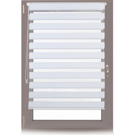 Set of 2 Relaxdays Double Blinds, Klemmfix without Drilling, Side-Pull Shades, for Windows, Fabric, 100x150cm, White