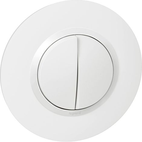 Double interrupteur ou va-et-vient dooxie 10AX 250V livré avec plaque ronde blanche (1/5)