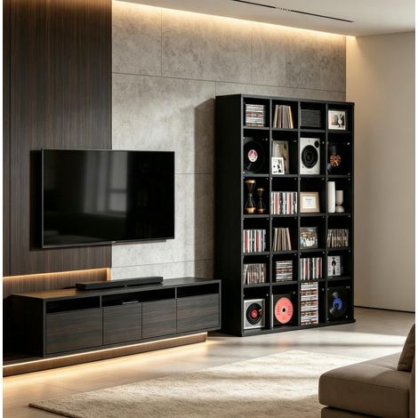 Großes Medienregal,Funktionaler CD- und DVD-Schrank,Medienschrank (1/5)