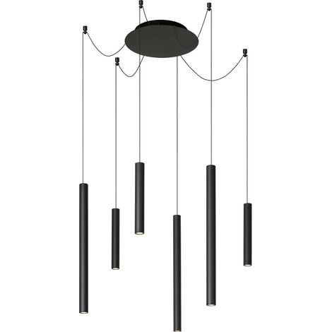 Lampe suspendue à 6 lampes Lorenz Noir de conception - 74403/06/30 (1/3)