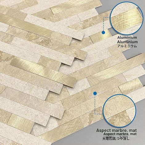 Adhesive Mosaic Tiles for Underground Marble Walls Beige (1/3)