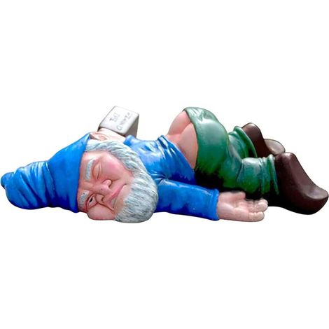 Nain de jardin ivre créatif, statue de nain de jardin, nain de jardin artisanal en résine, décoration de jardin, statue de jardin amusante en résine (bleue)