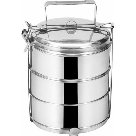 Lunch Box Isotherme Compartimentée - VILDE - 3 niveaux - 27 cm x 16 cm - Acier inoxydable (1/5)